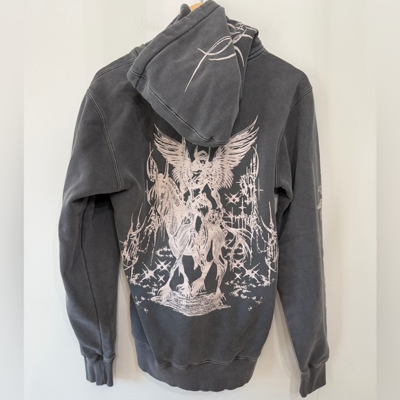 Valkyrae Dagger Hoodie Norse Mythology Valkyrie Gray Heavy All Over Print 2023 S - Picture 5 of 13